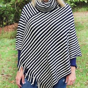 Black & White Striped Poncho